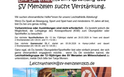22.01.2026/ Die Leichtathletik- Abteilung des SV Menzelen sucht Verstärkung!
