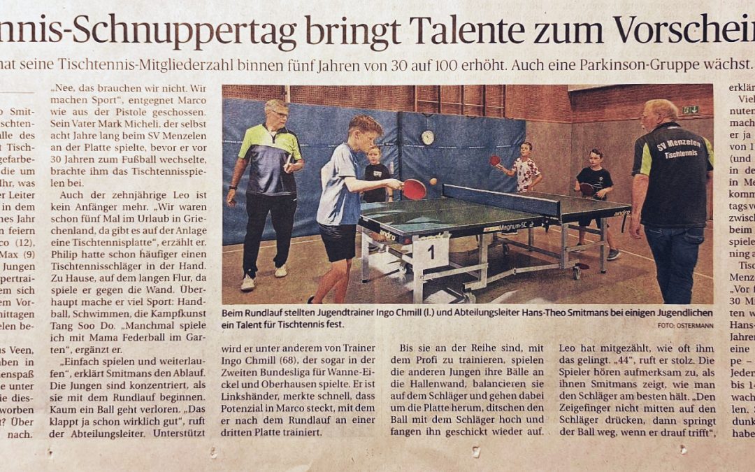 Mit Spaß an die Platte: Tischtennis-Ferienspiele beim SV Menzelen